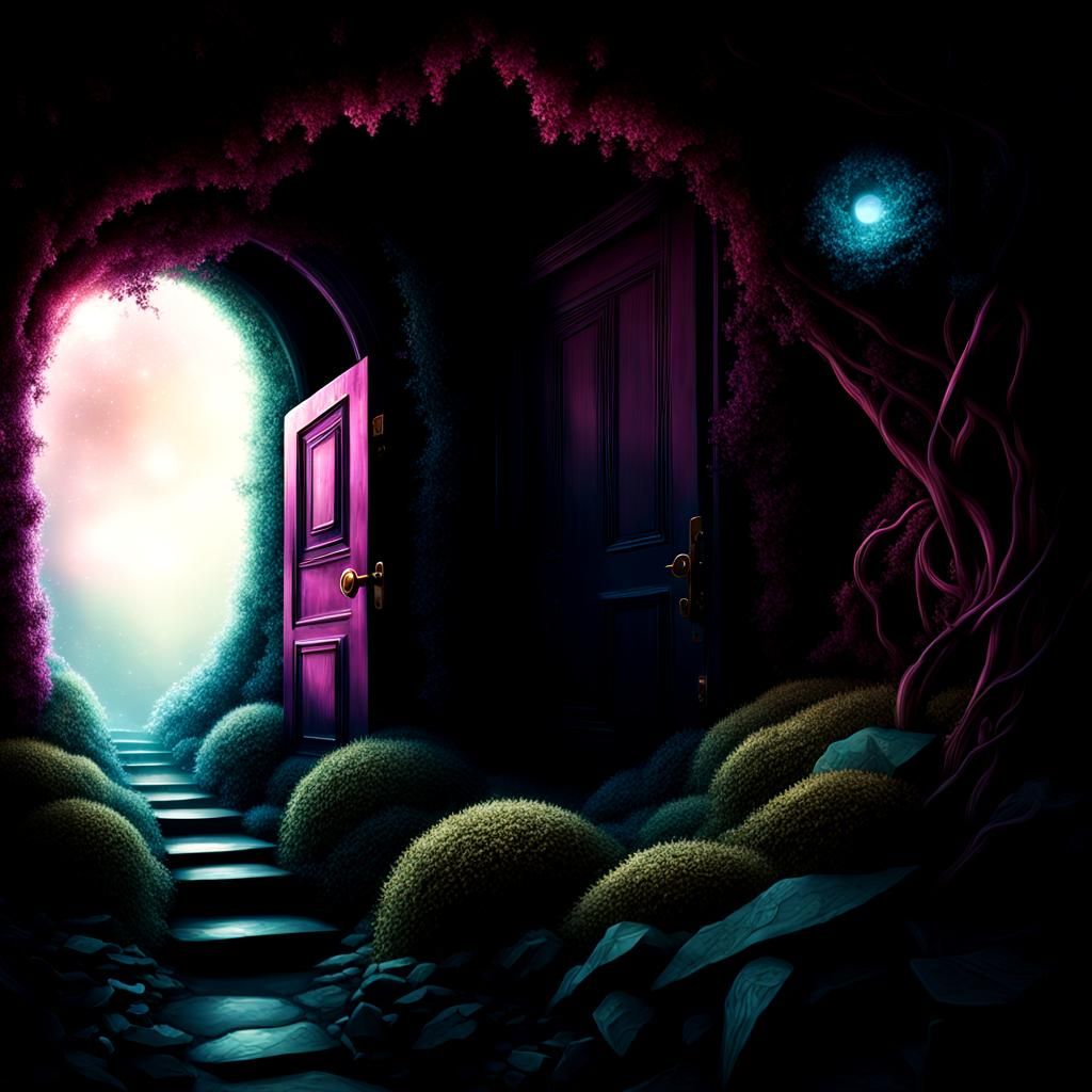 Secret door in a shrub maze to another ethereal garden realm...