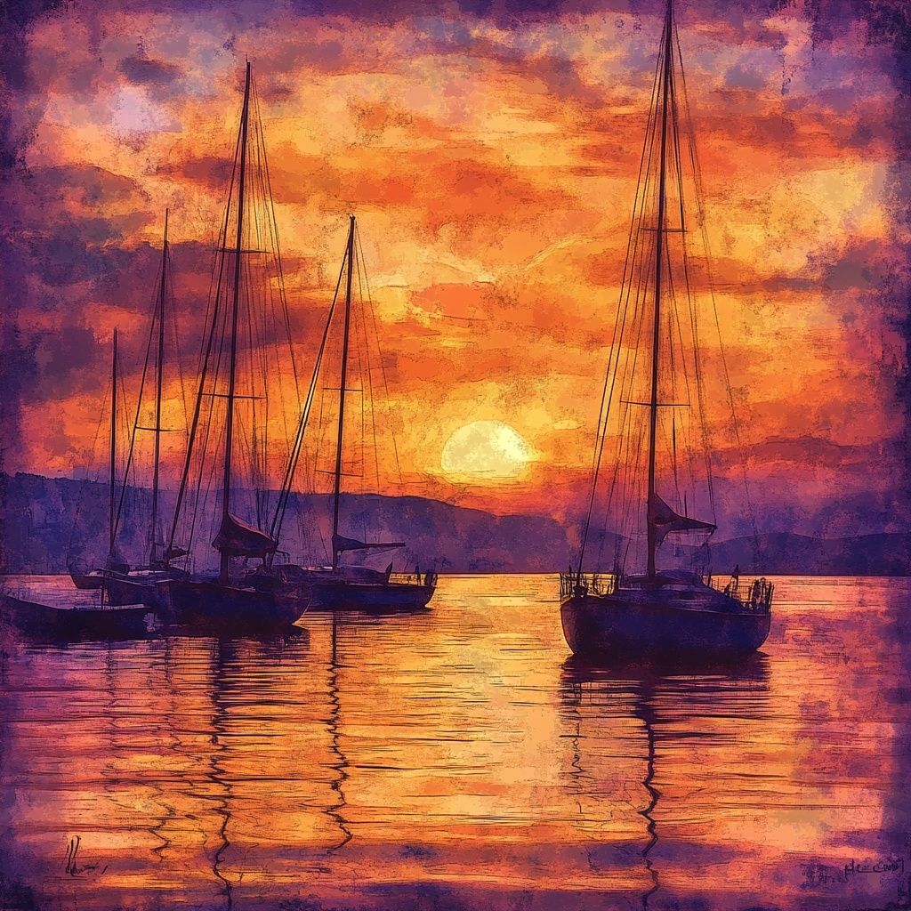 Sailboats at Sunset