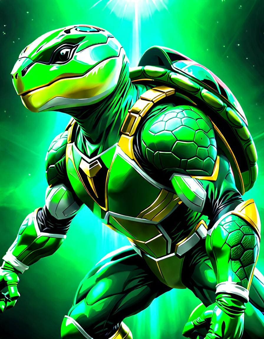 Mighty Morphin Power Reptiles - Green Turtle Ranger - AI Generated ...