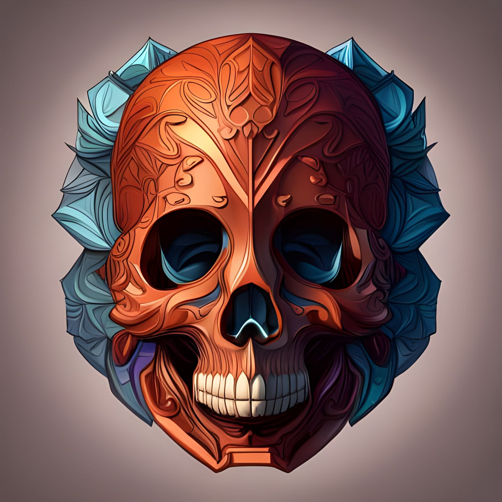Wood Carved Skull. (Skull 18)