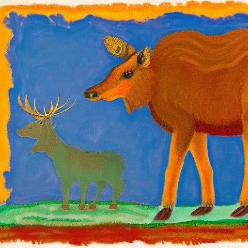 Hedgehog draws a portrait of a moose 
By Zinaida Serebriakov...