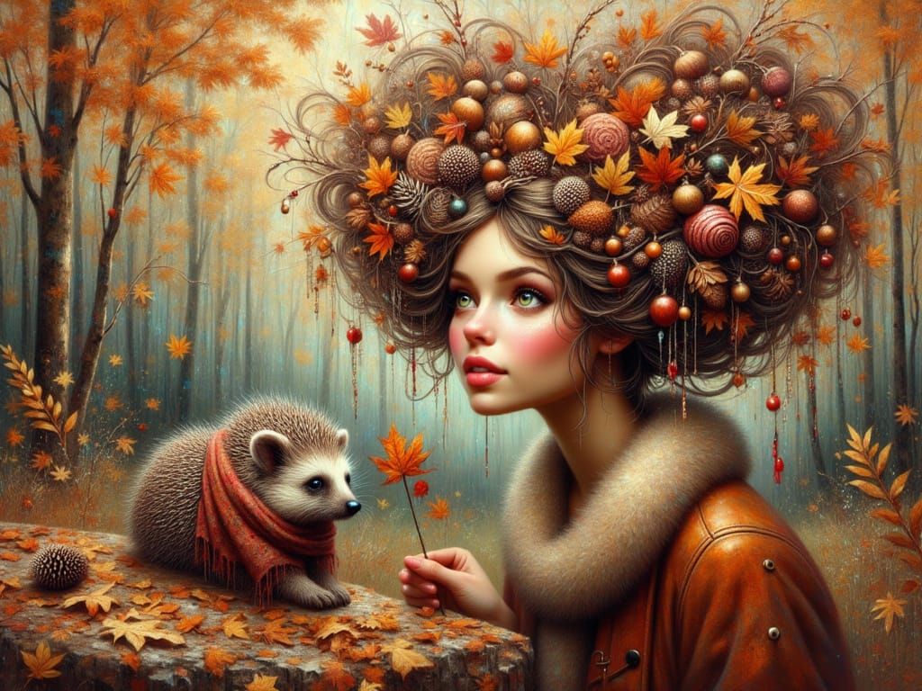 <lora:FiosXmasMagicWithMax:1.0> Amber in the Autumn woods