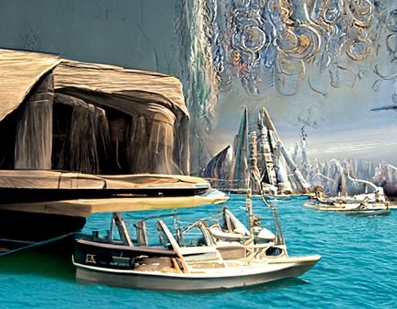 Beautiful oil painting of the Future of Sea Travel