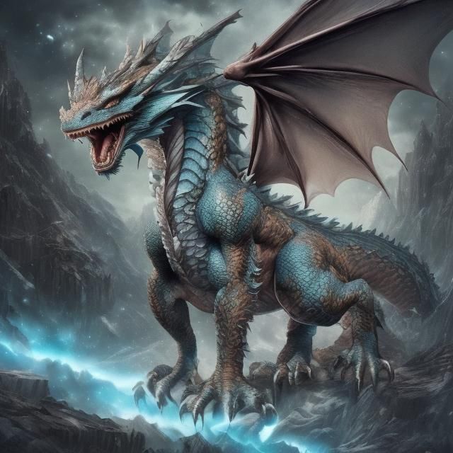 A dragon roaring at the camera in a dark fantasy landscape <lora:NC Hyperreal DS8:1.0> Hyperrealistic Fantasy concept art