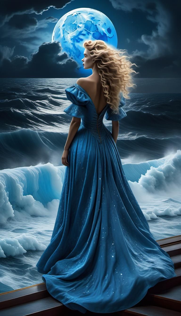 A heartbroken woman who is ready to fall to the ocean