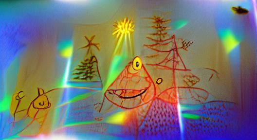 Codfish singing along with a Christmas tree DSLR child's dra...