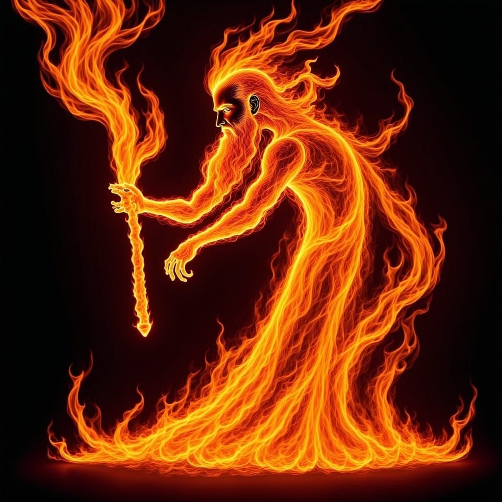 Flame <lora:made of flames flux:1.0> Gandalf made entirely of flames,
 flamewizard
