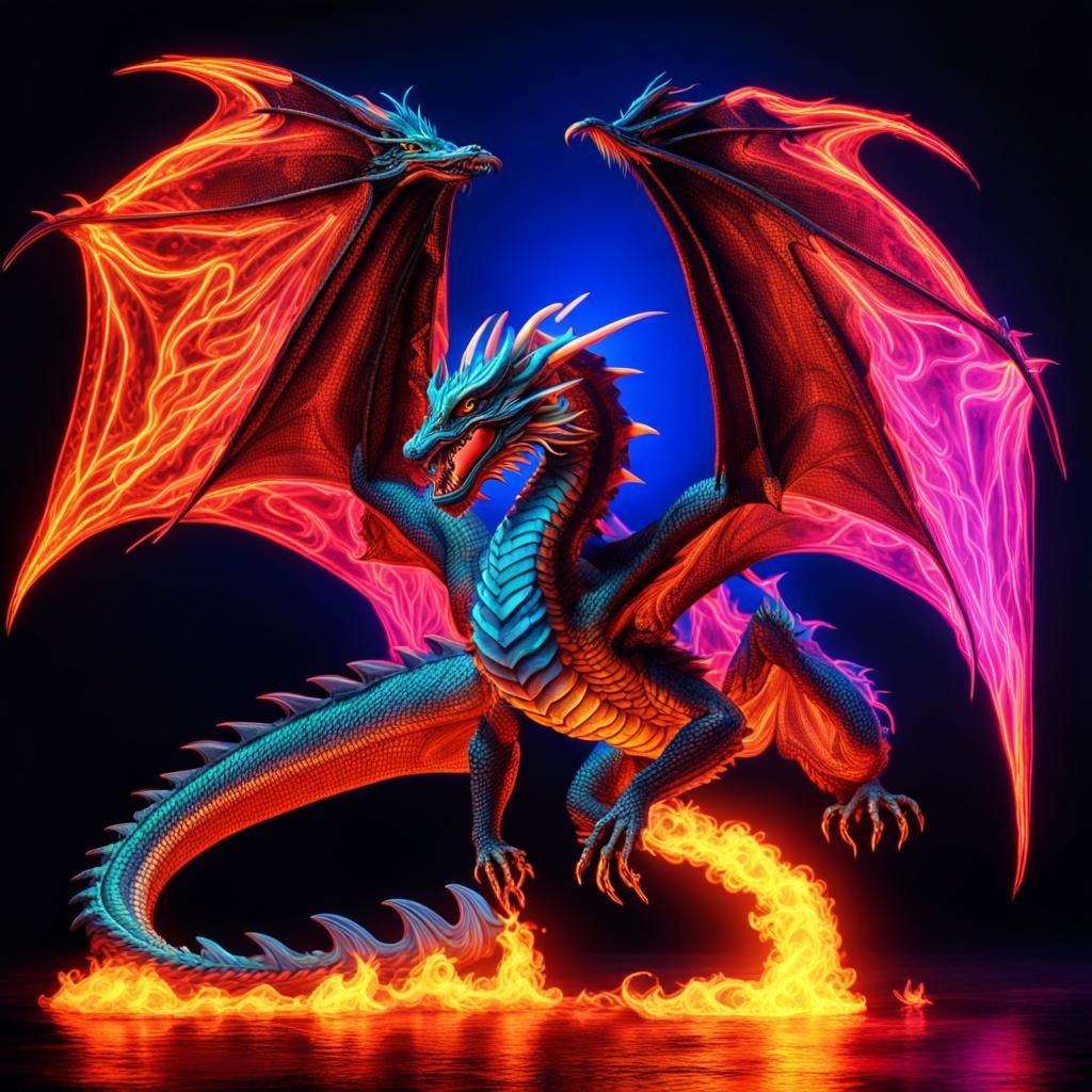 Blacklight Dragon - AI Generated Artwork - NightCafe Creator