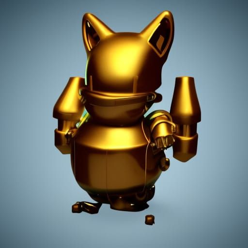 golden robot cat