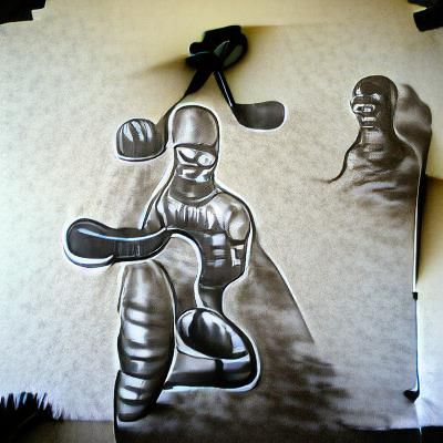 The rubber man fights a nunchuck warrior ink drawing matte b...