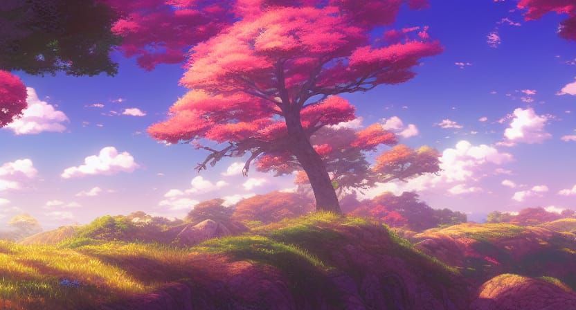 Tree in a peaceful landscape - AI Generated Artwork - NightCafe ...