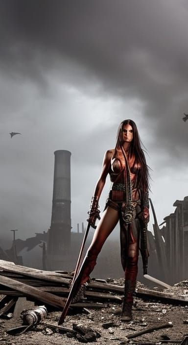 She will protect you in a ruined post-apocalyptic city.