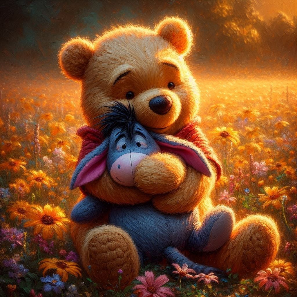 winnie the pooh hugging eeyore