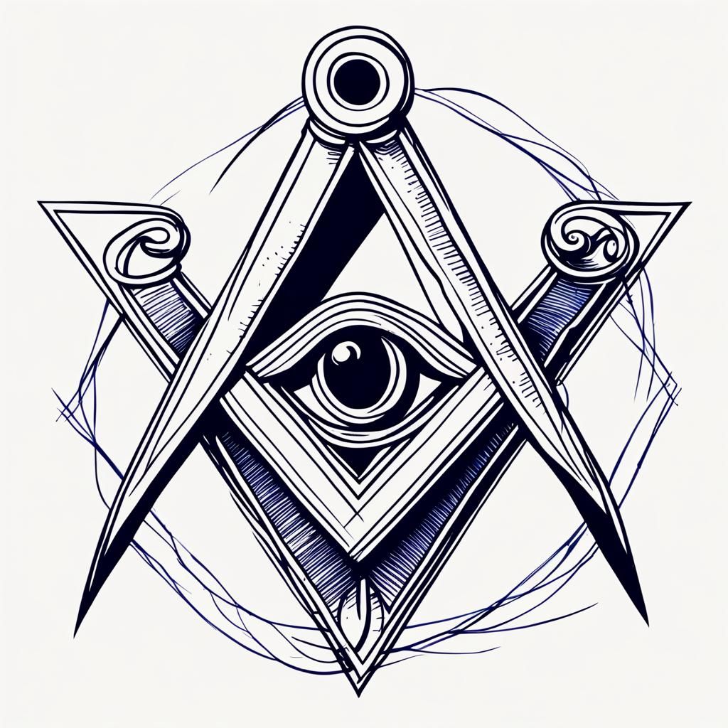 Masonic Protractor and Eye  by @Horror AU sec