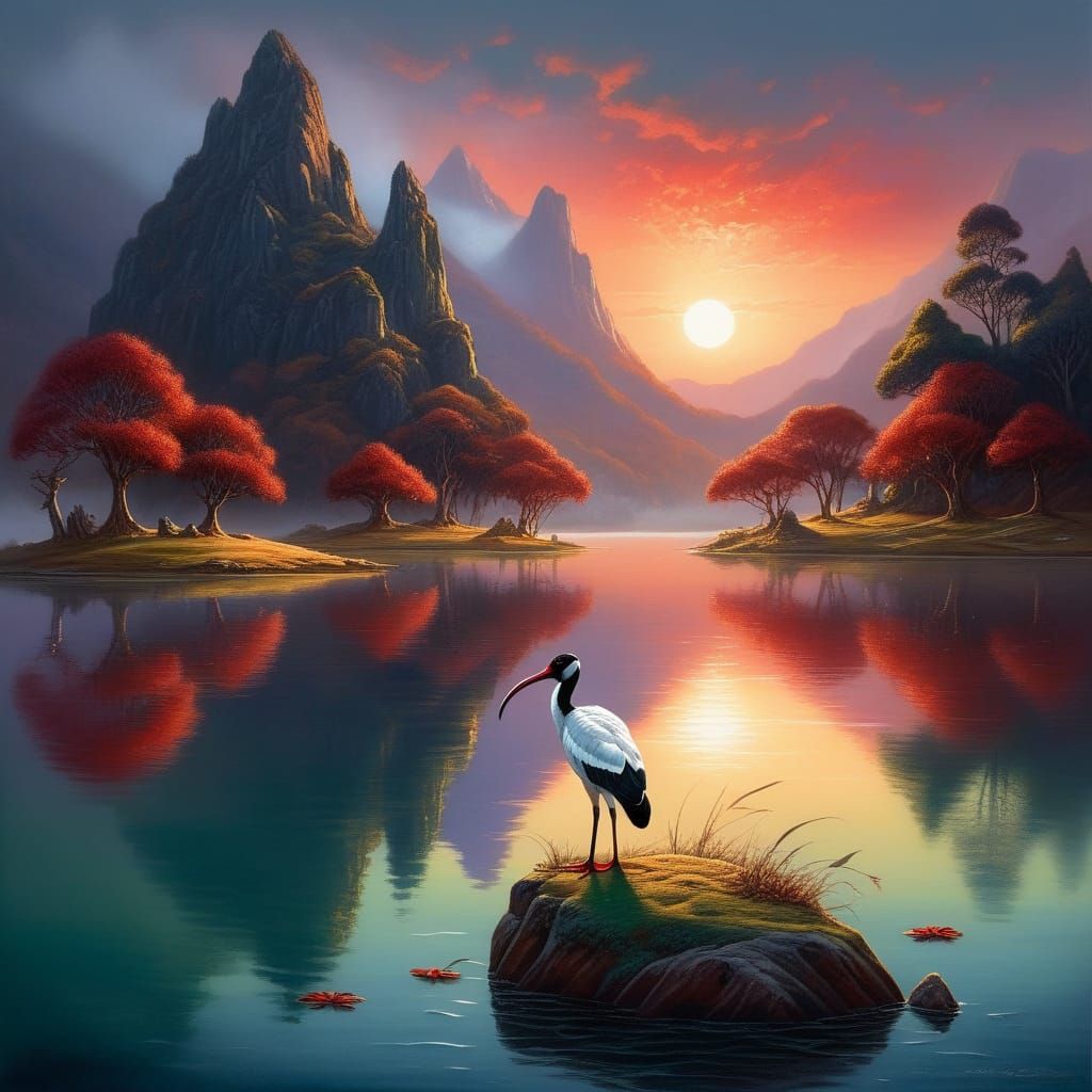 African Sacred Ibis Nesting #2