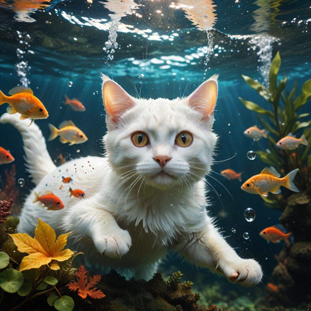 Underwater Cat Adventure: A Whimsical AI Dream