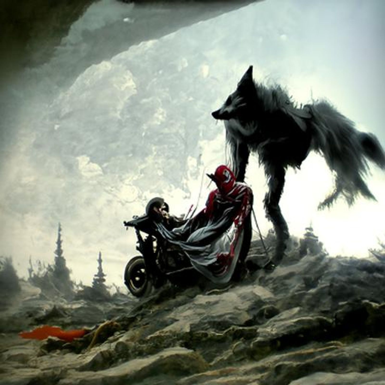 Riding red hood and grey wolf AI Generated Artwork NightCafe Creator