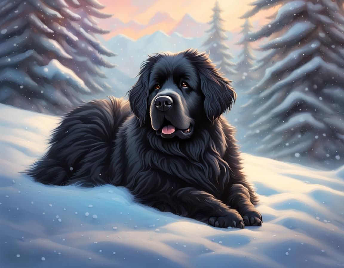 Newfoundlander happy with the snow falling this day  by @Hogweed
