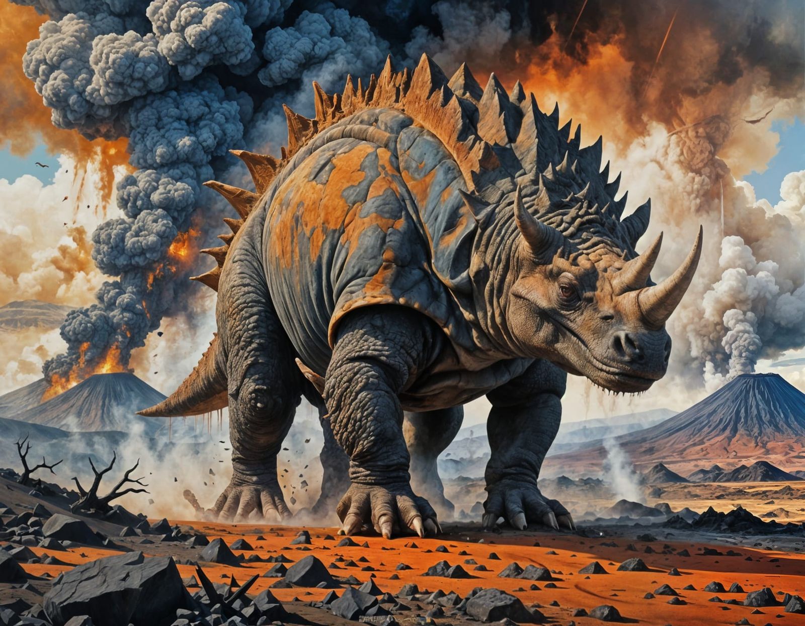 Volcano Day in the Jurassic Era  by @Le Lapin