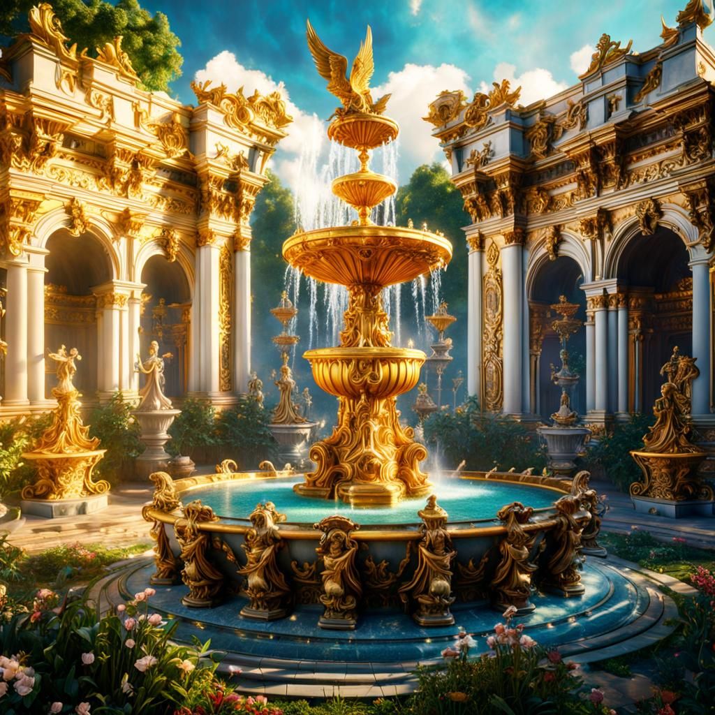 A golden fountain   by @Irene