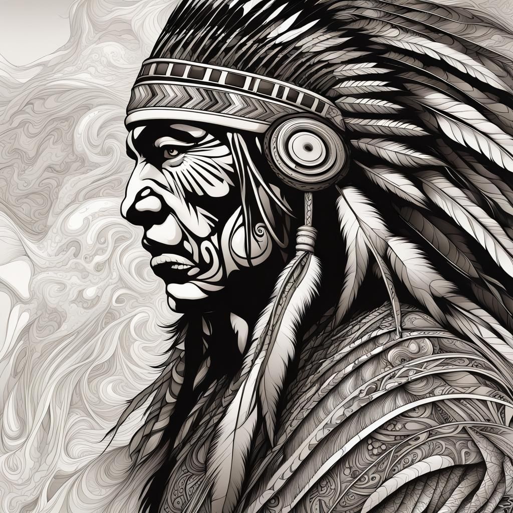 Native American warrior, tall, strong, unyielding, fearless. AI