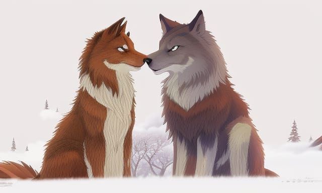 Anime Girl and Wolf