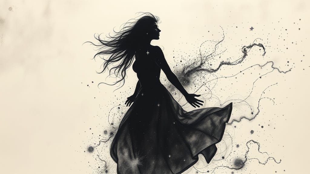 Woman's Silhouette Merges with Eternity Over Atlantic