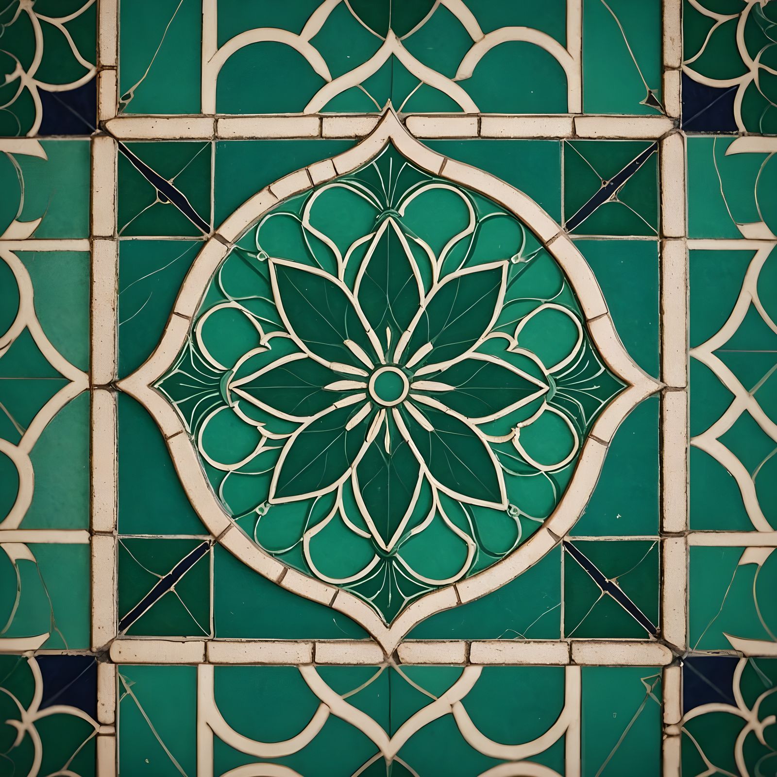 arabian tile, main colour green, Professional photography, b...