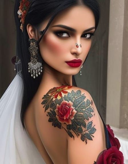 "Beautiful Latina Warrior" Intricate tattoos