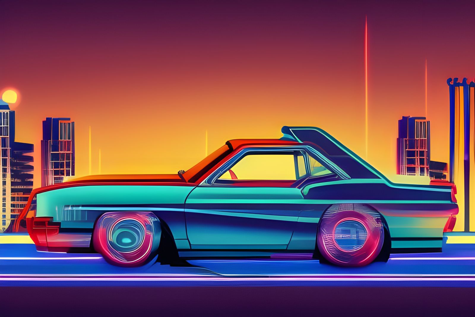 Neon Car Profile - AI Generated Artwork - NightCafe Creator