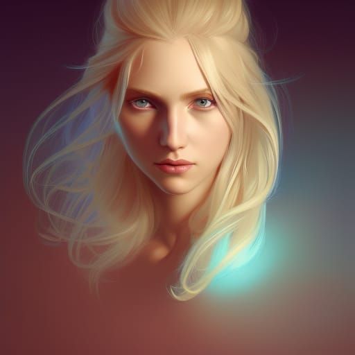 girl with blonde hair and light blue eyes - AI Generated Artwork ...