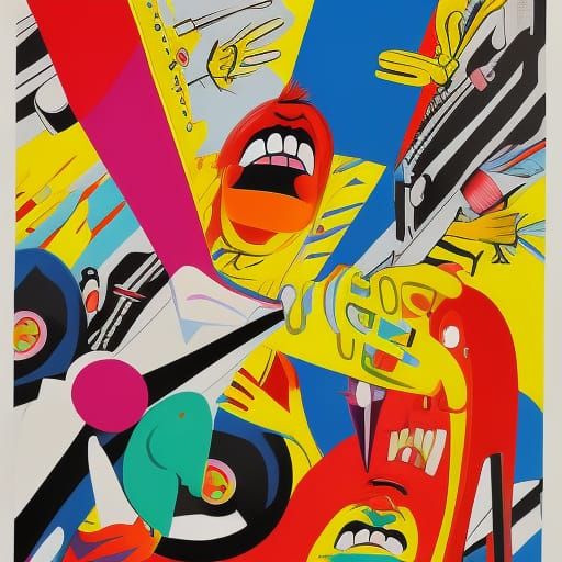 Gulp, bang, crash, cartoon, pop art, colorful poster