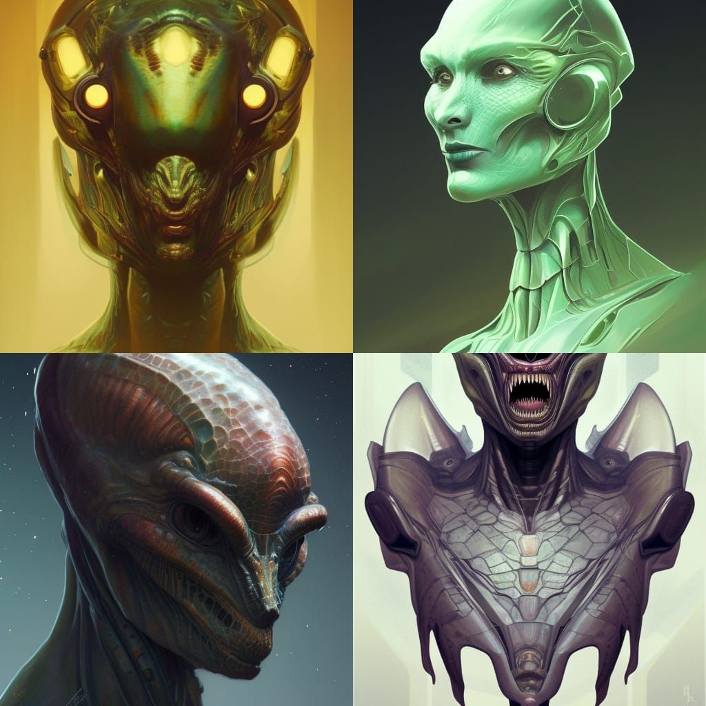 Part Alien,man, reptilian, robot face - AI Generated Artwork ...