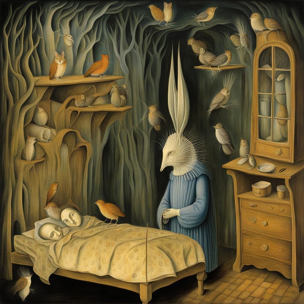 Surreal Portrait Inspired by Remedios Varo and Beatrix Potte...