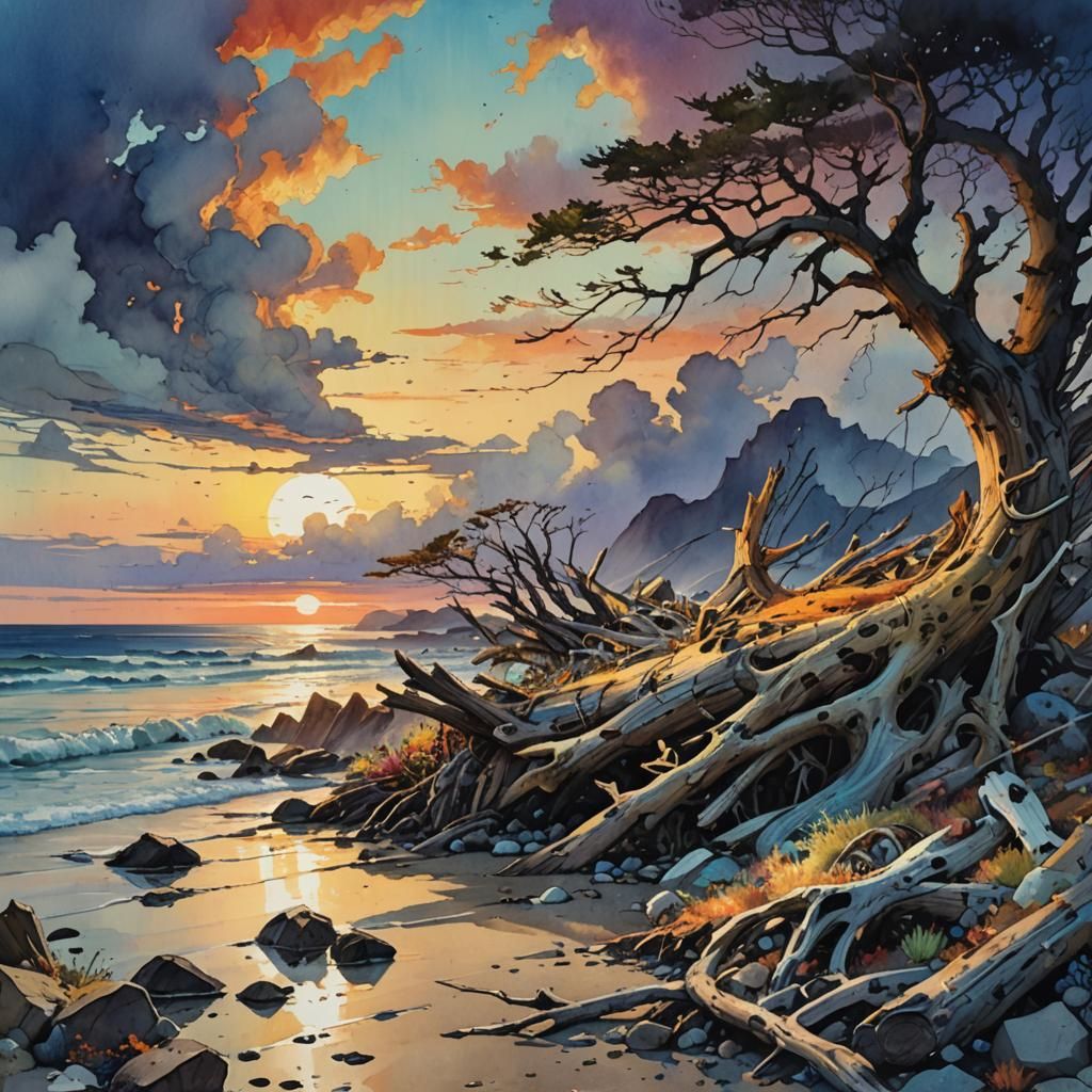 Sunset by the ocean shore  by @Mike Ritchie