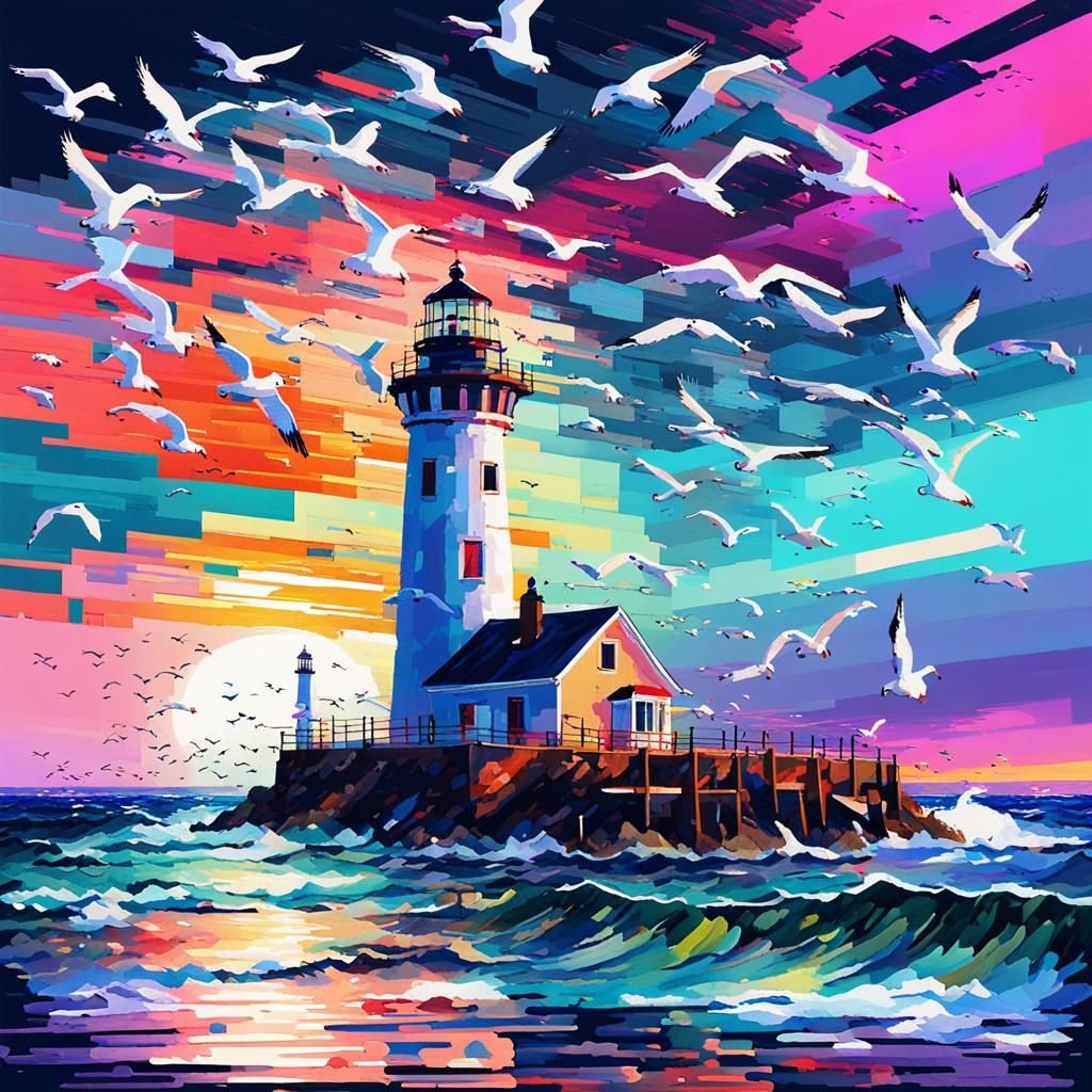 Lighthouse in the Glitch-tering Sea