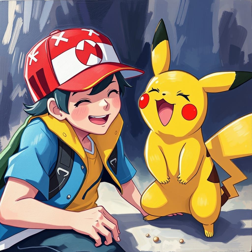 Ash Ketchum  and Pikachu   by @Skyangel