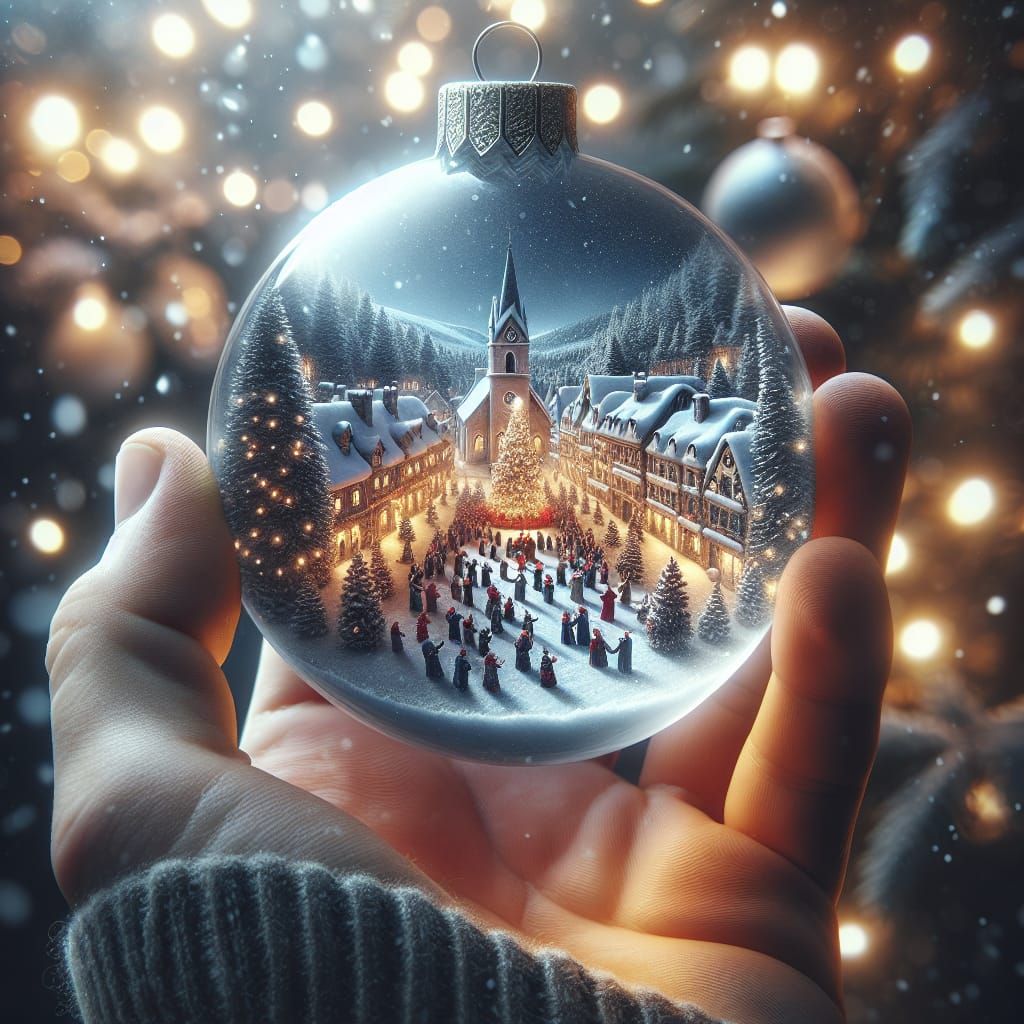 Magical Winter Wonderland Inside a Clear Christmas Ornament