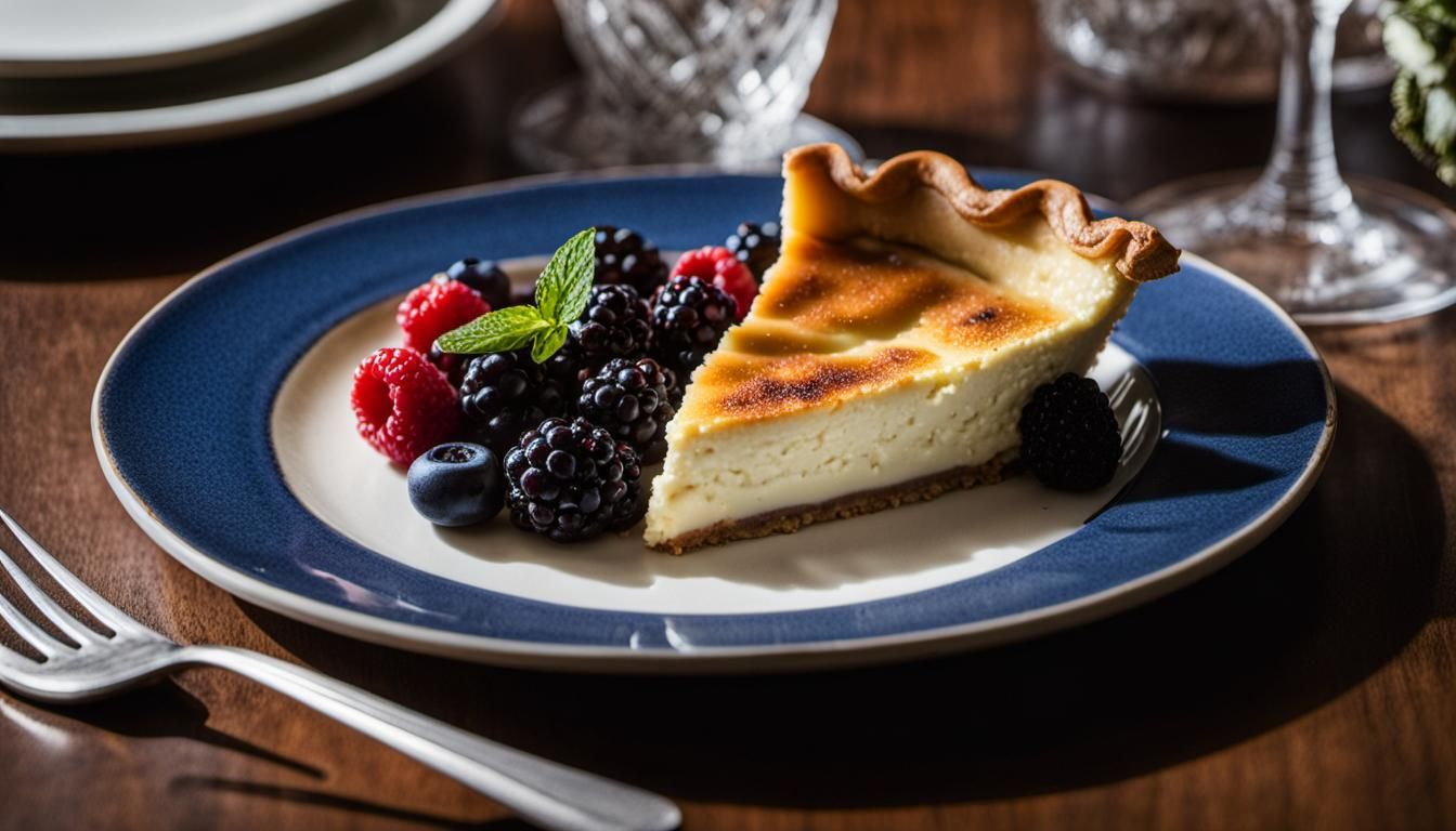 A slice of Ricotta Pie (with seasonal berries).