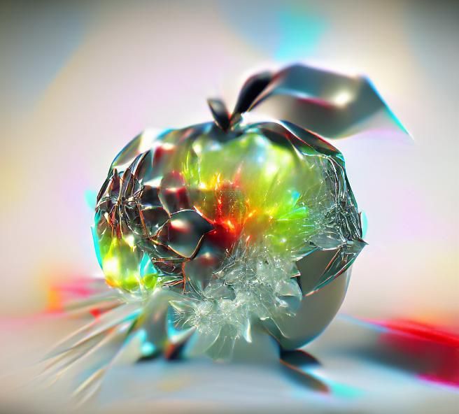 Juicy crystal apple shattering
