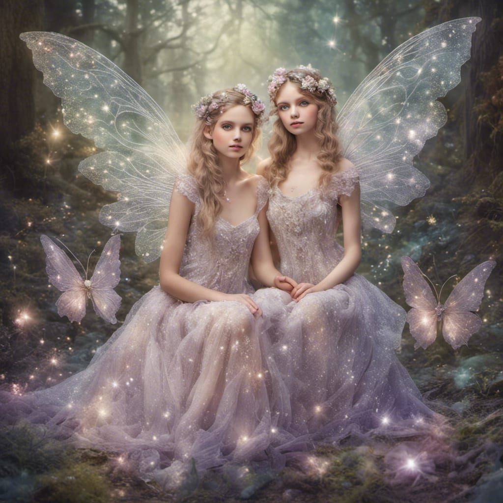 Beautiful fairies in fairy glade.