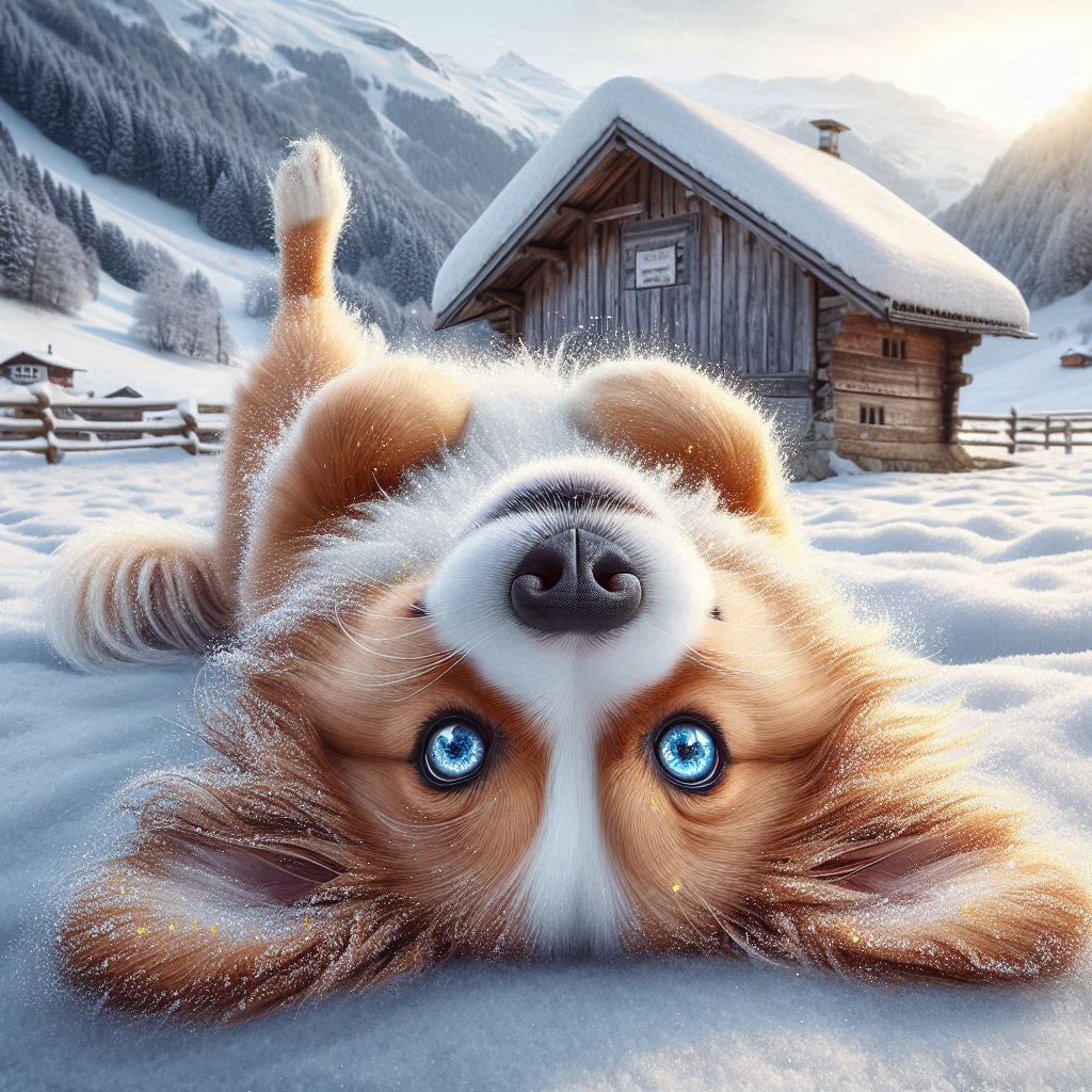 Cute Dog in Snow
