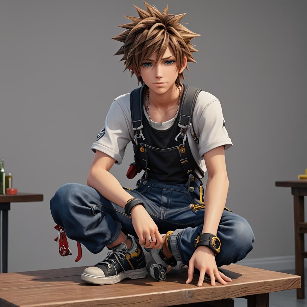 Sora in Overalls: 3D Anime Art Inspiration