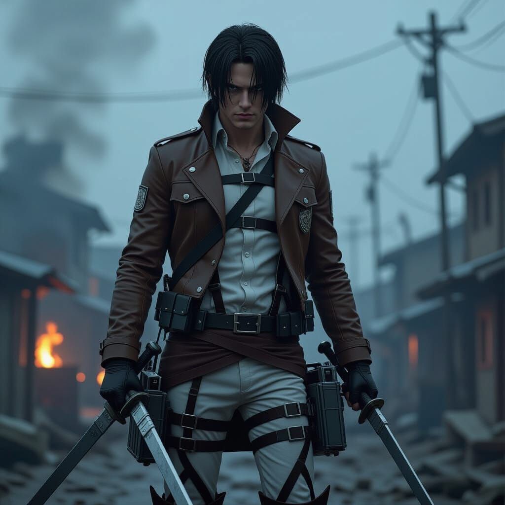 Levi Ackerman in Realistic Live-Action Style