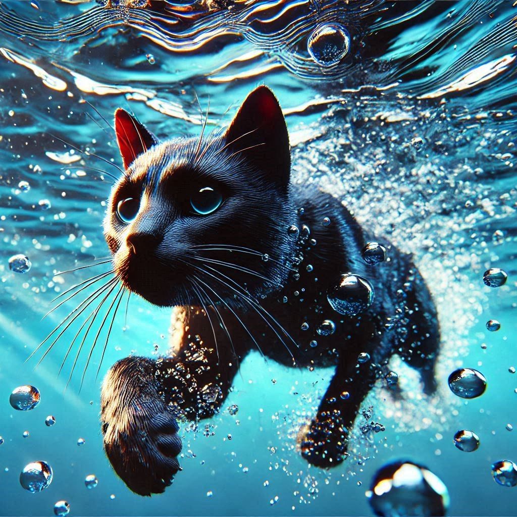 Swimming cat