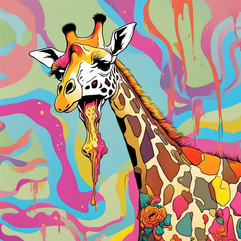 A giraffe vomiting colorful funny weird - AI Generated Artwork ...