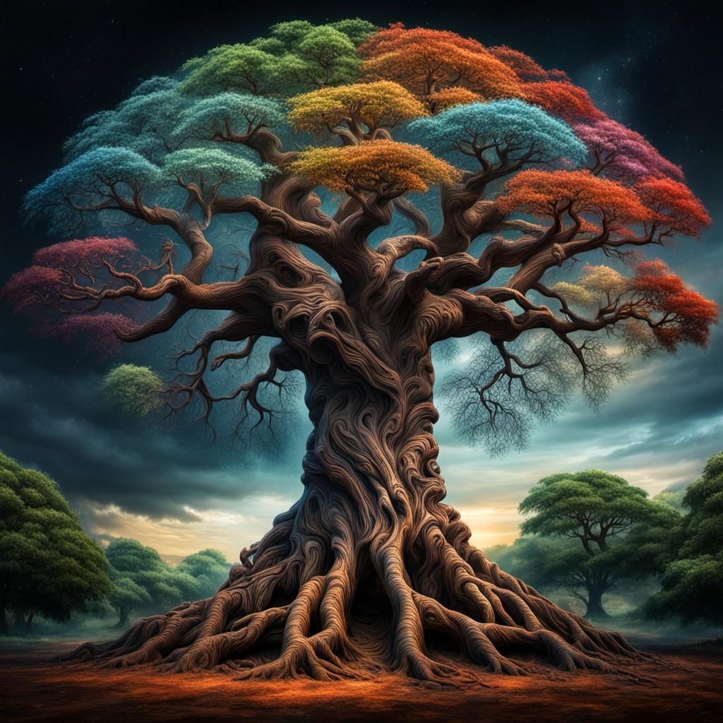 the tree of life all different colors tall and strong
