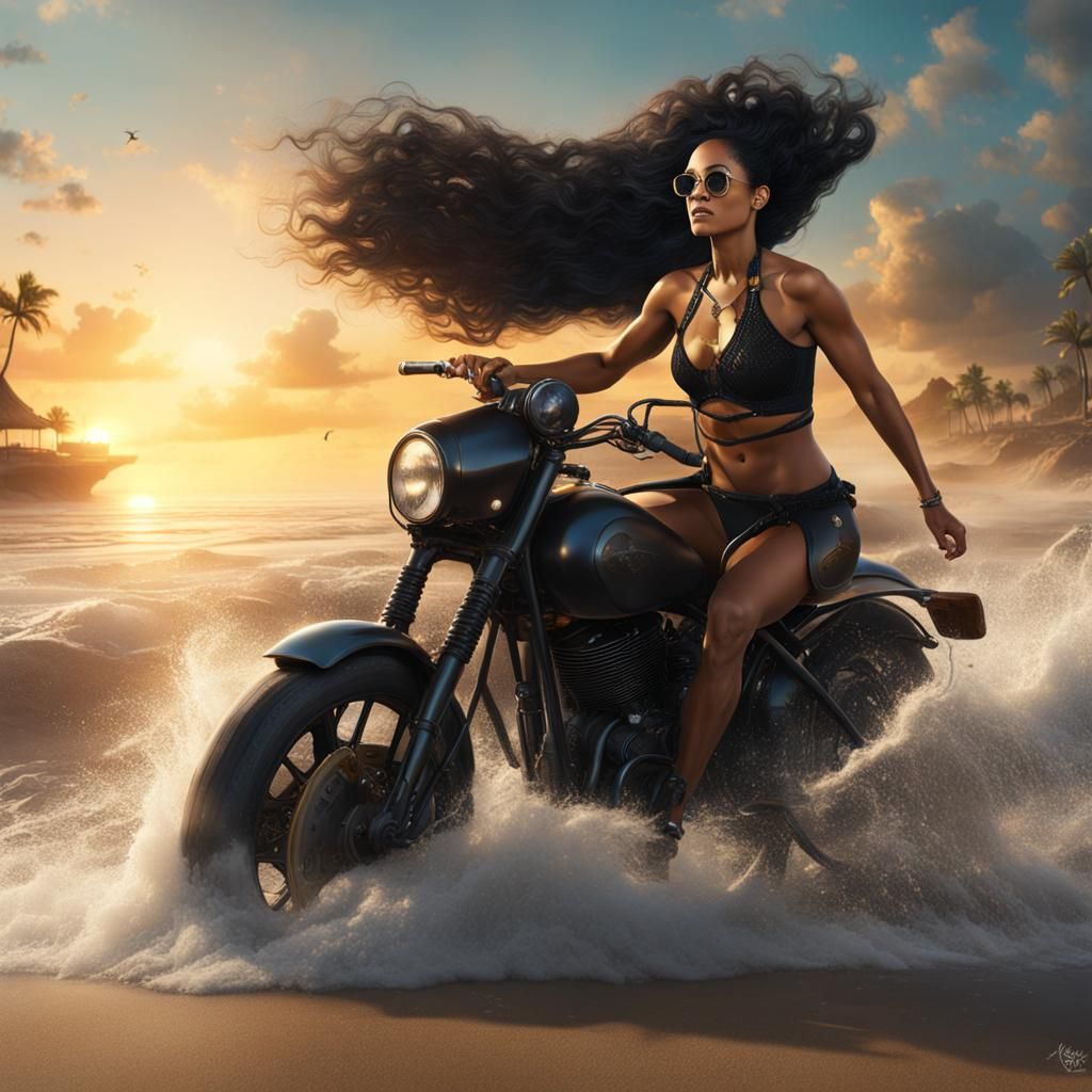 Tracee Ellis Ross in black bikini riding a pinto across the ...