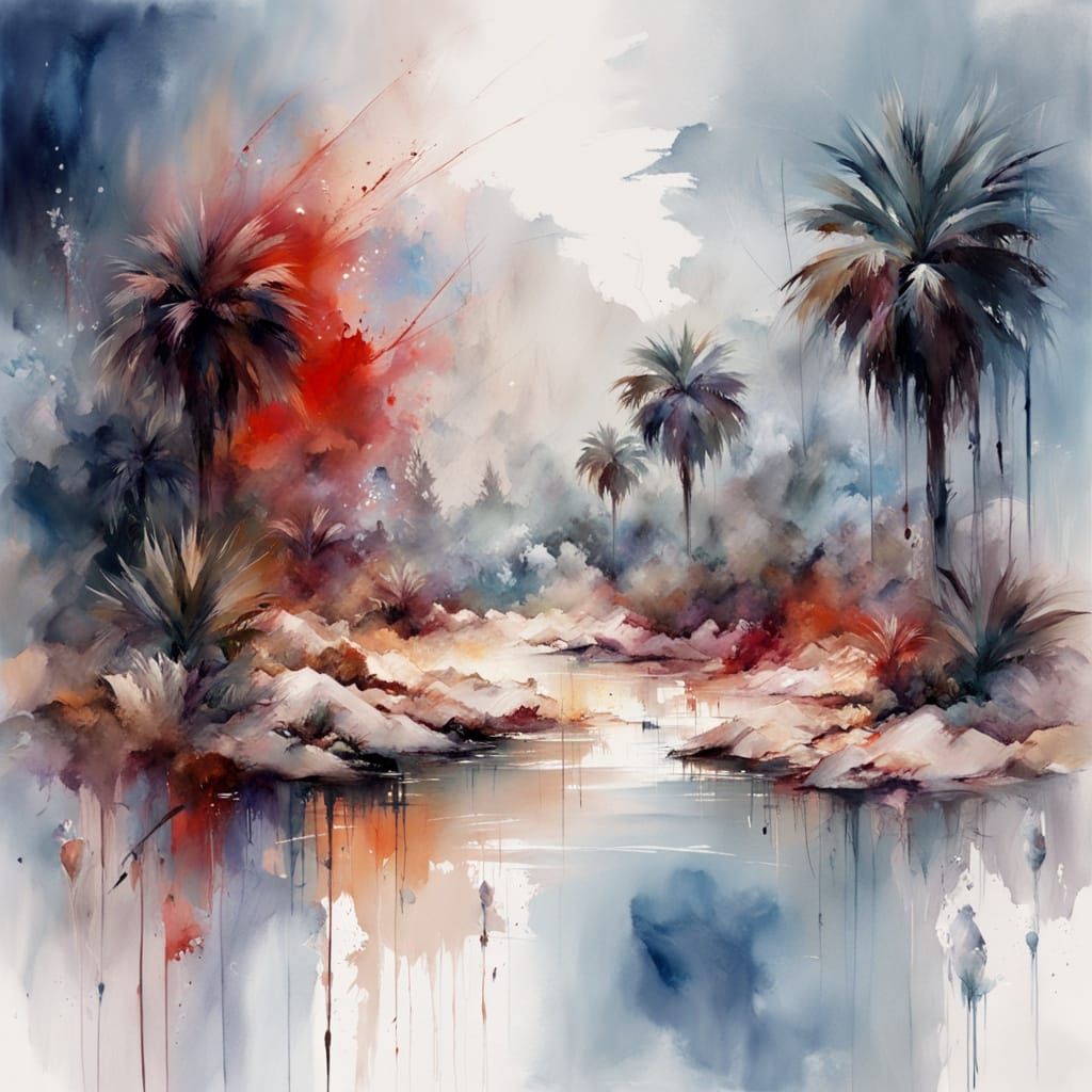  Moonlit in a desert oasis  by @Mapont