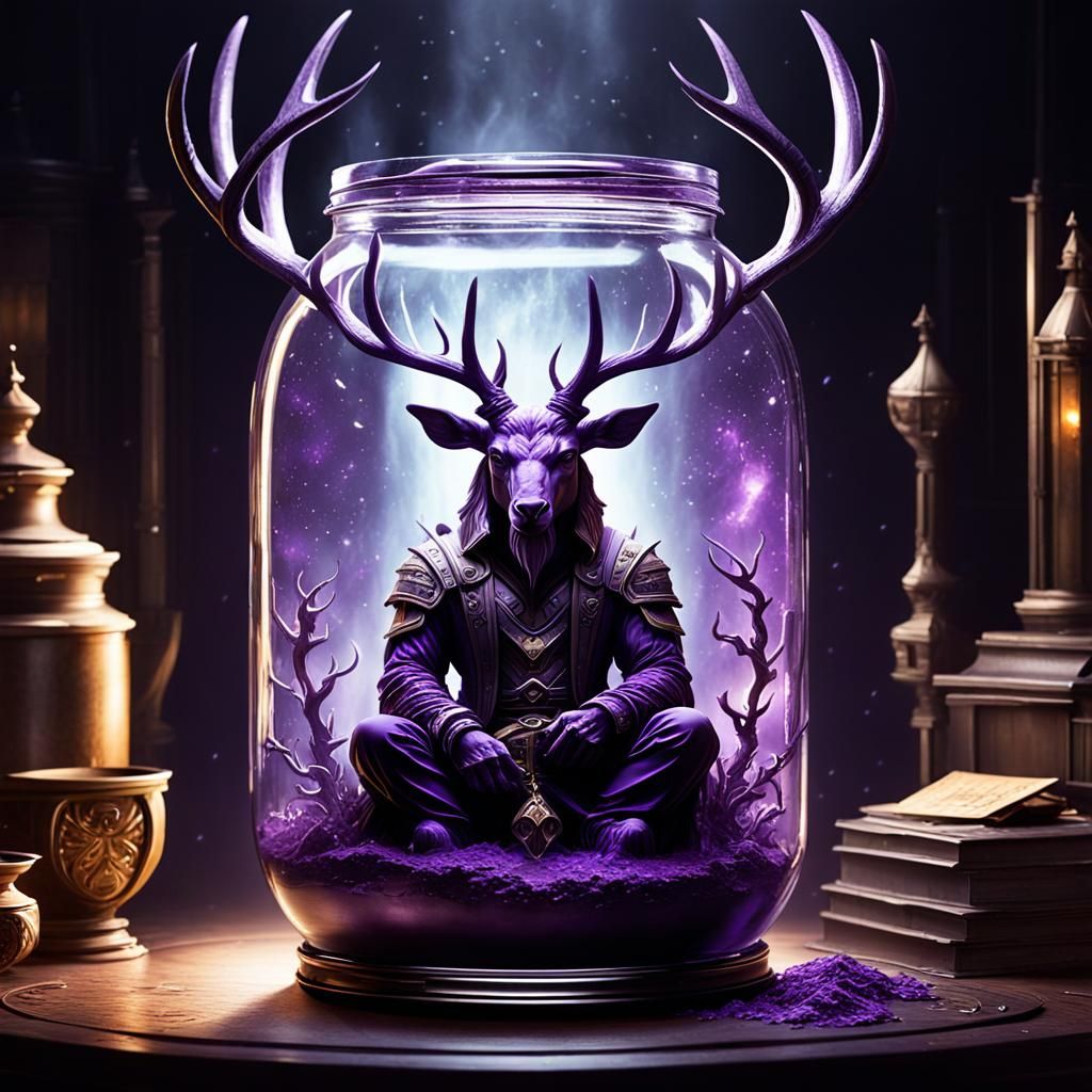 A God comfortably drinking the universe in a jar, a masterpi...